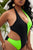 Plus Size Color Contrast One-Piece Swimsuit